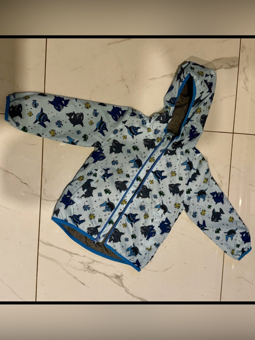 Ripzone - Blue Shark Print Kids Rain Jacket